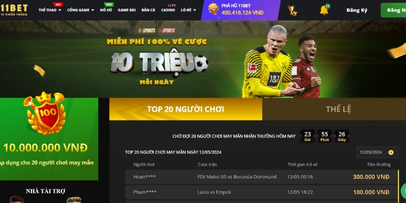 11bet nổi bật với chương trình khuyến mãi khủng