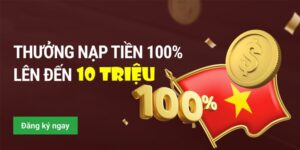 Khuyến mãi tặng 100% giá trị tiền nạp ở lần nạp thứ nhất